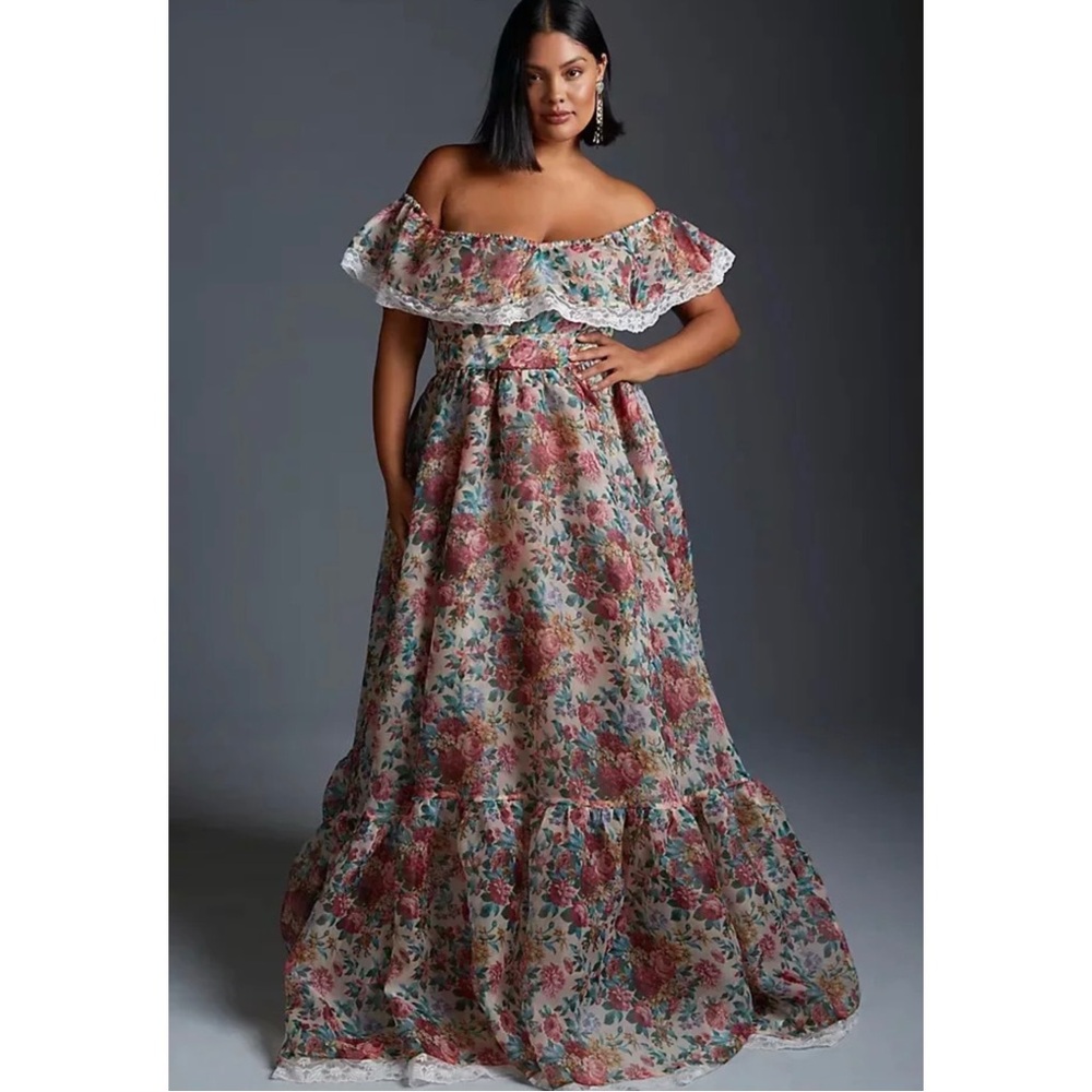 NEW Selkie Nightcap Romance Novel Floral Off-Shoulder Dress - Picture 9 of 16